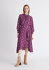 Paisie Asymmetric Polka Dot Skirt in Purple and Cream